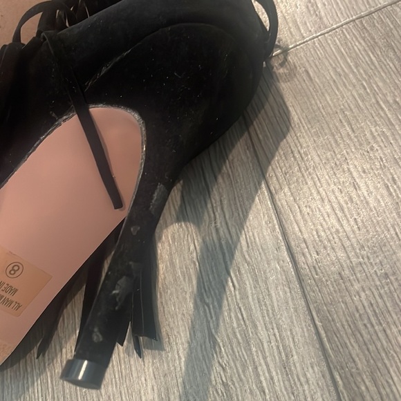 Shlekh Fringe suede Black 5"High Stiletto Heel Pointy Toe Shoes WOMEN Size 8 - Picture 8 of 8